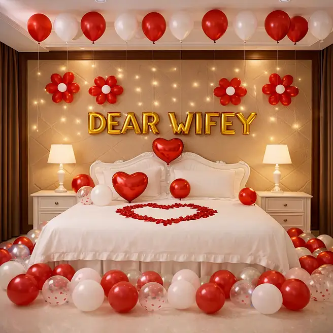 Red & White Romantic Balloon Setup