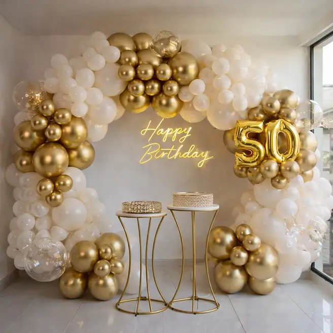Golden Milestone Birthday Decor