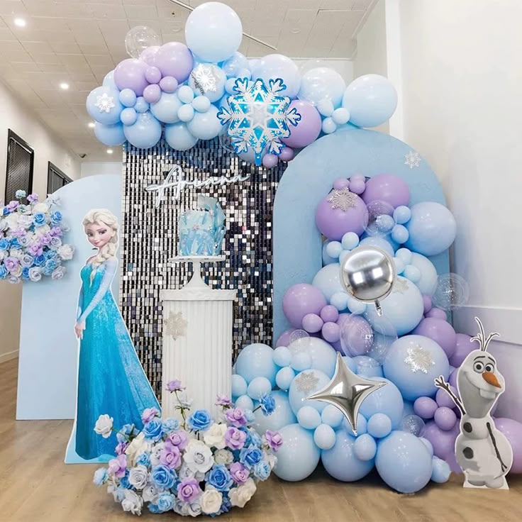 Premium Silver Sequin Frozen Birthday Decoration